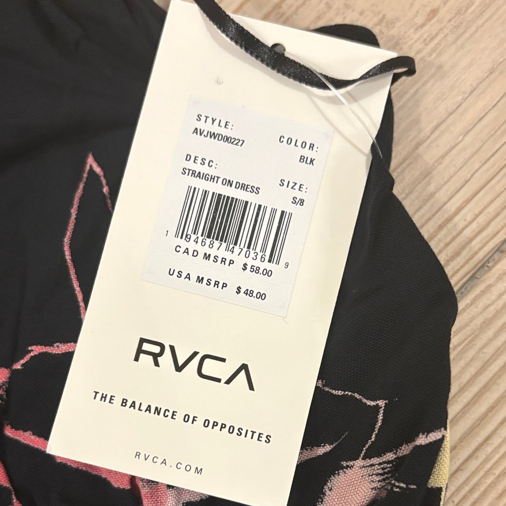 RVCA Black Dress with Pink and Orange Floral Accents - Picture 2 of 2